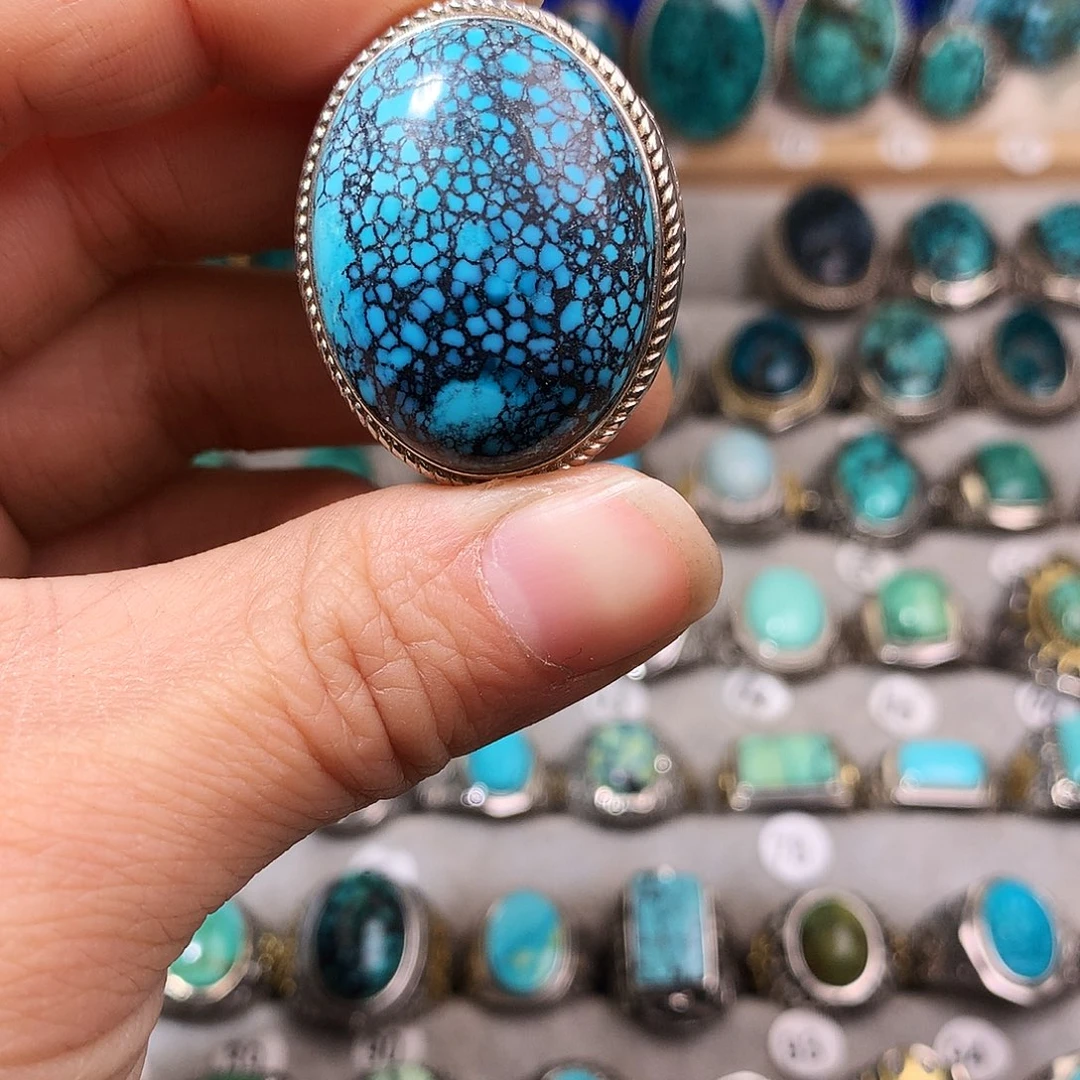 绿松石挂件银S925镶嵌