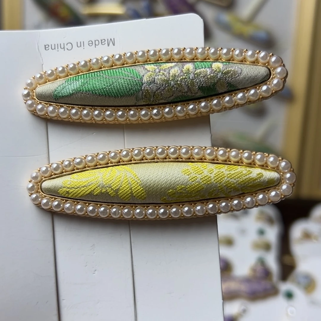 哈珍珠柳叶发夹2个