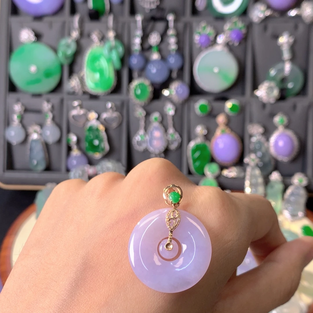 翡翠18K金镶嵌吊坠(不含链)