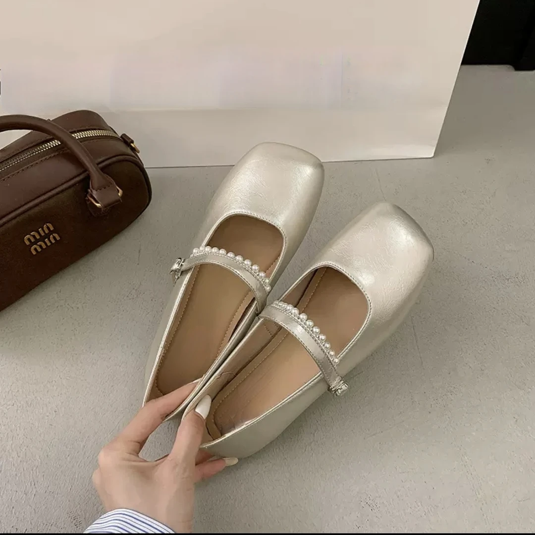 真皮牛皮夏季新款温柔风平底浅口单鞋玛丽珍鞋子0525