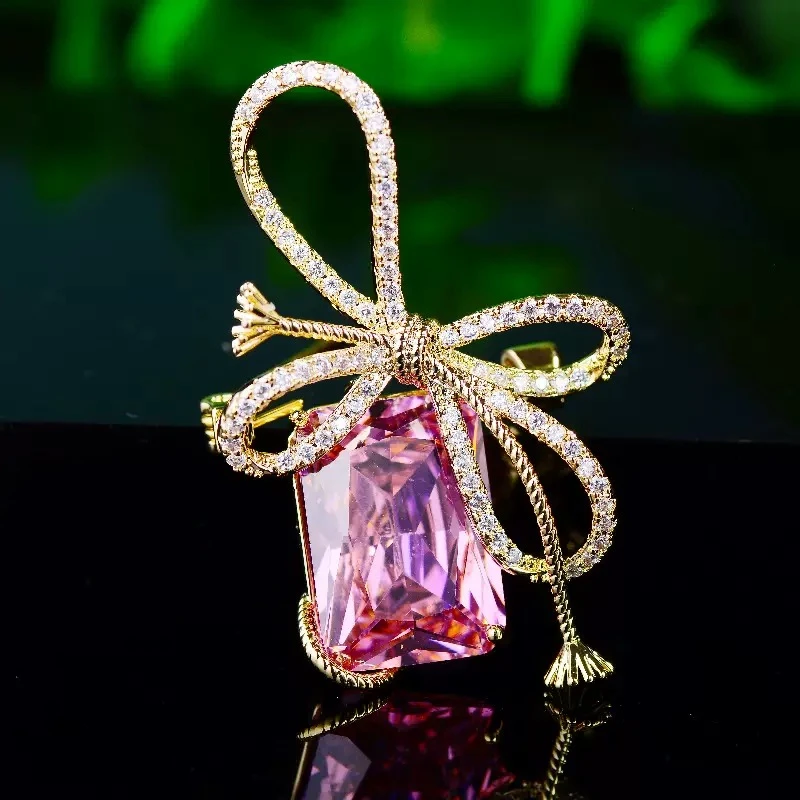 合金合成锆石胸针 【11104】粉色水晶珠宝胸针新款时尚胸针重工甜美