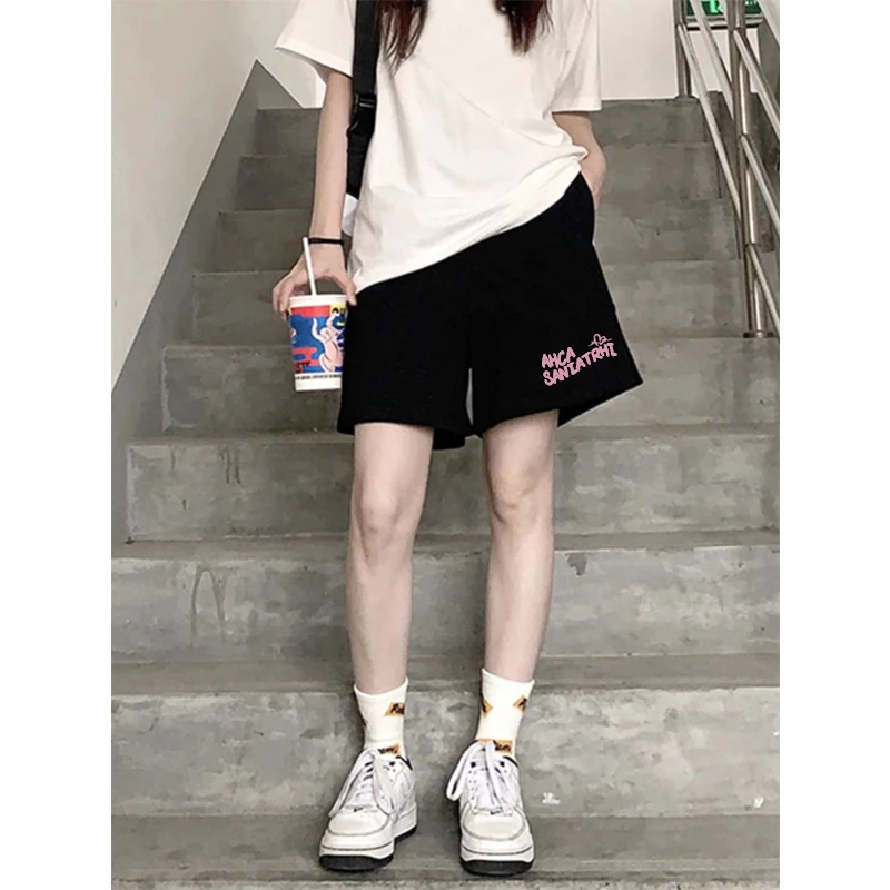 黑色运动短裤男女款裤子夏季新款小个子宽松休闲显瘦五分阔腿裤潮