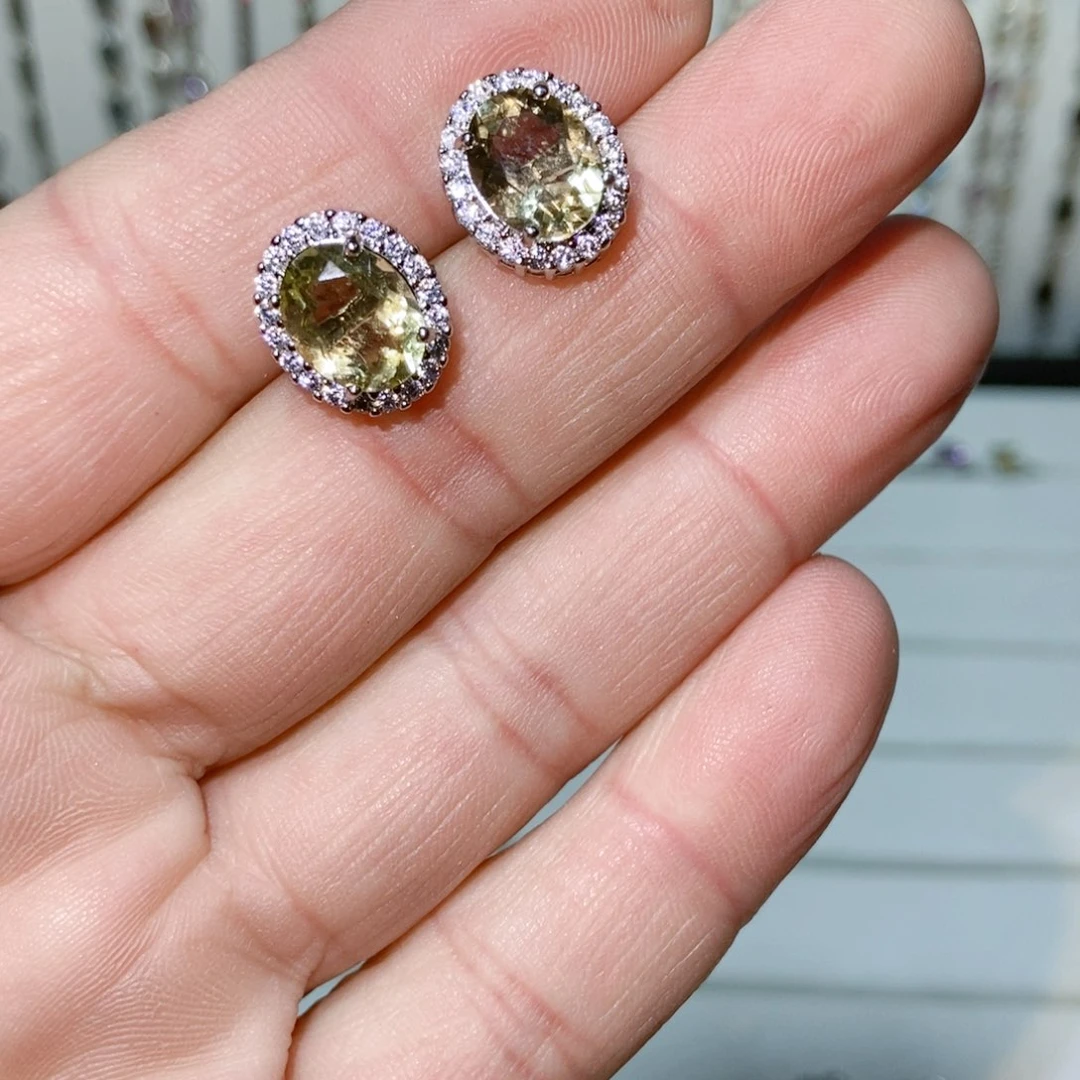 绿水晶戒指银S925镶嵌