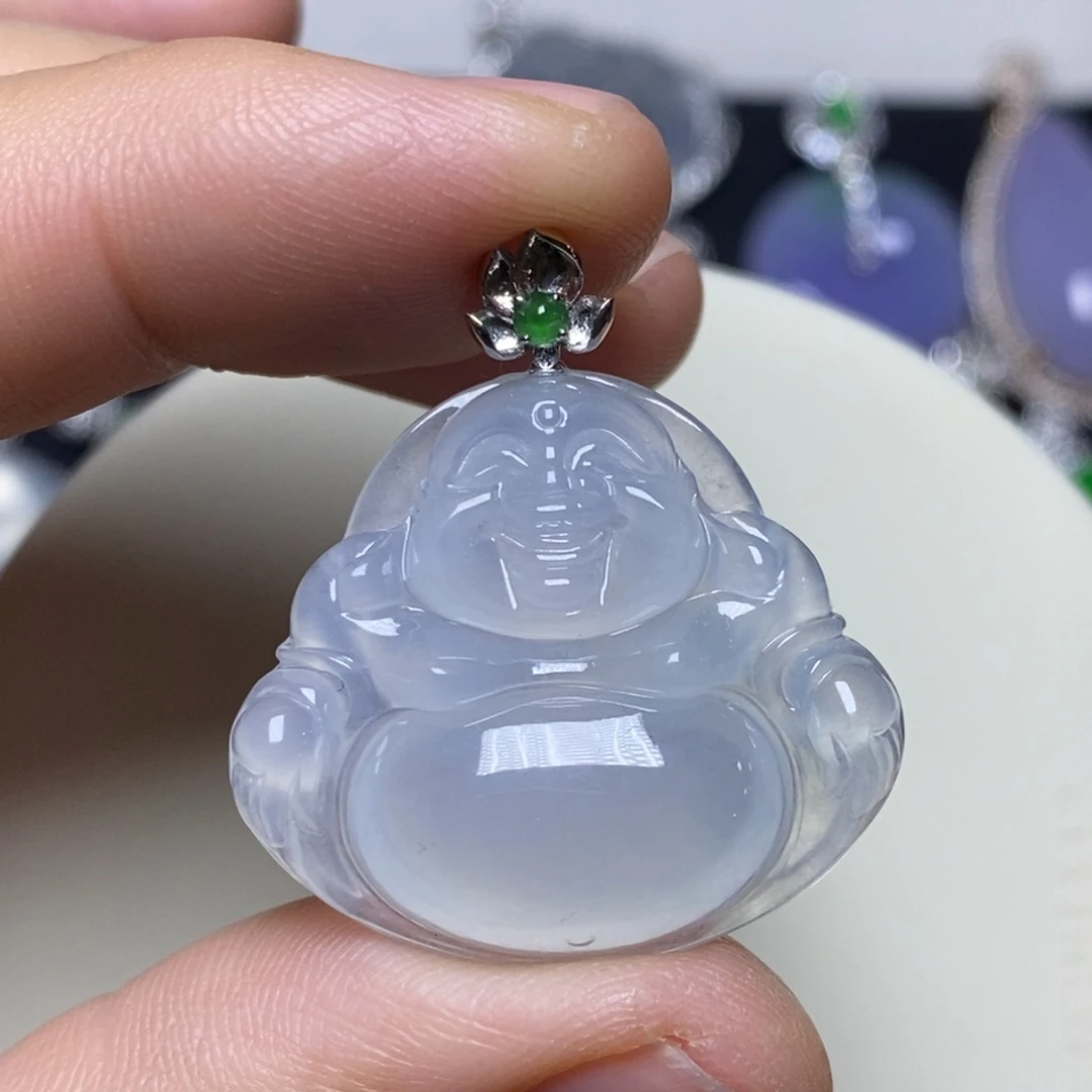 翡翠18K金镶嵌吊坠(不含链)佛公