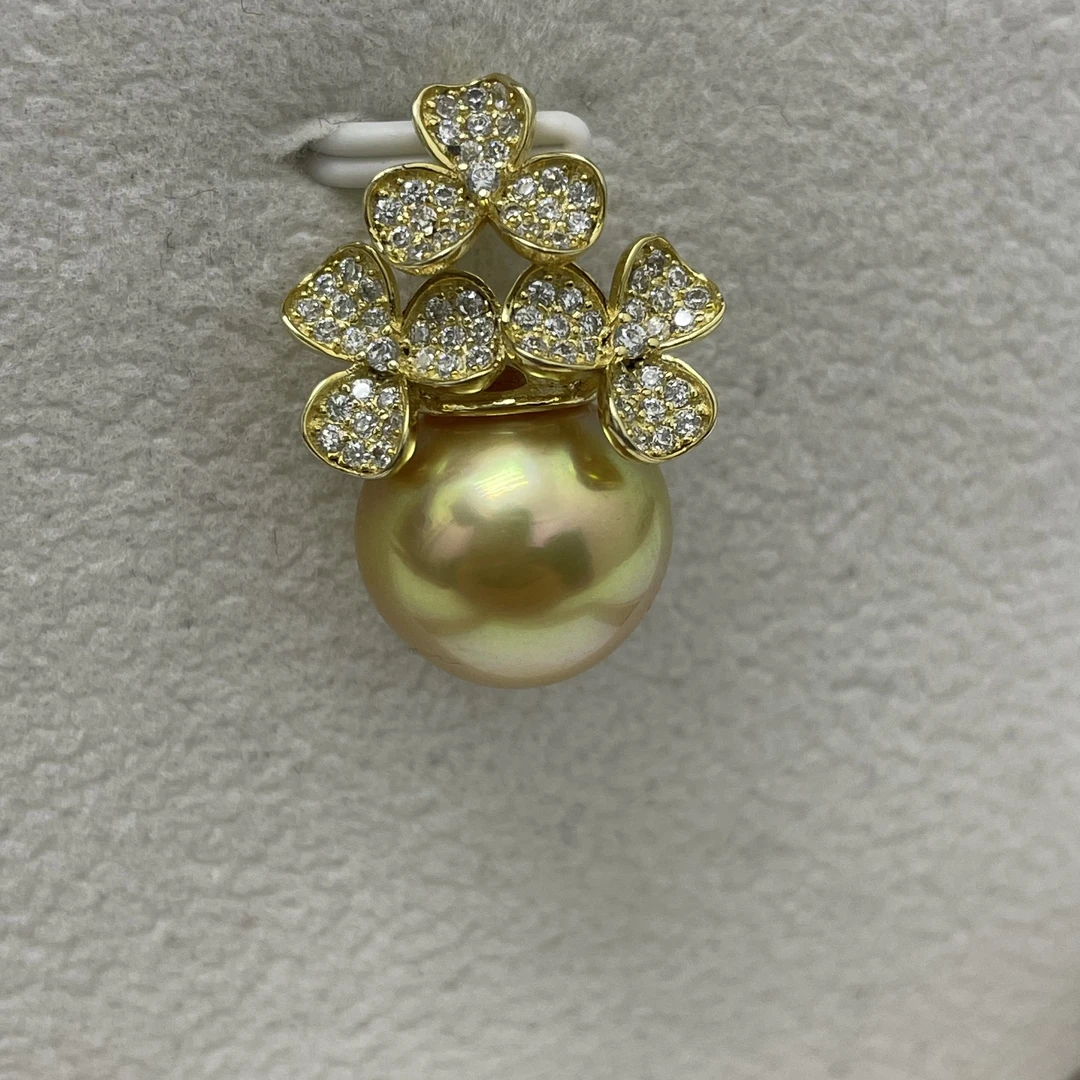 天然海水南洋金珠吊坠11-12mm大气时尚经典