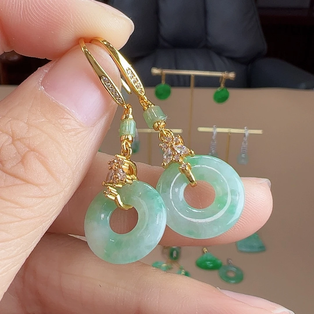 翡翠银S925镶嵌耳饰耳饰