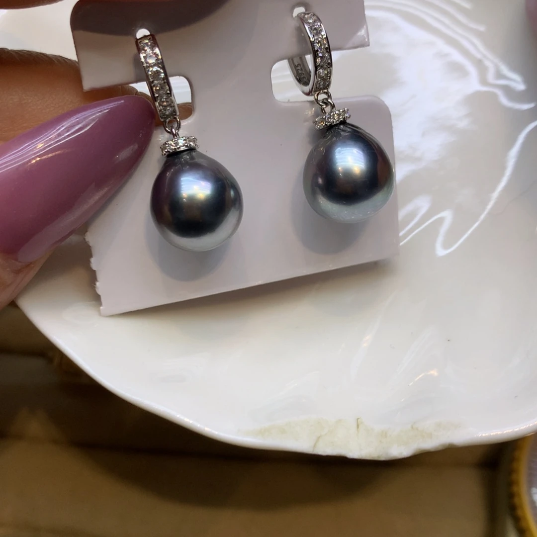 银S925镶嵌耳饰海水珍珠