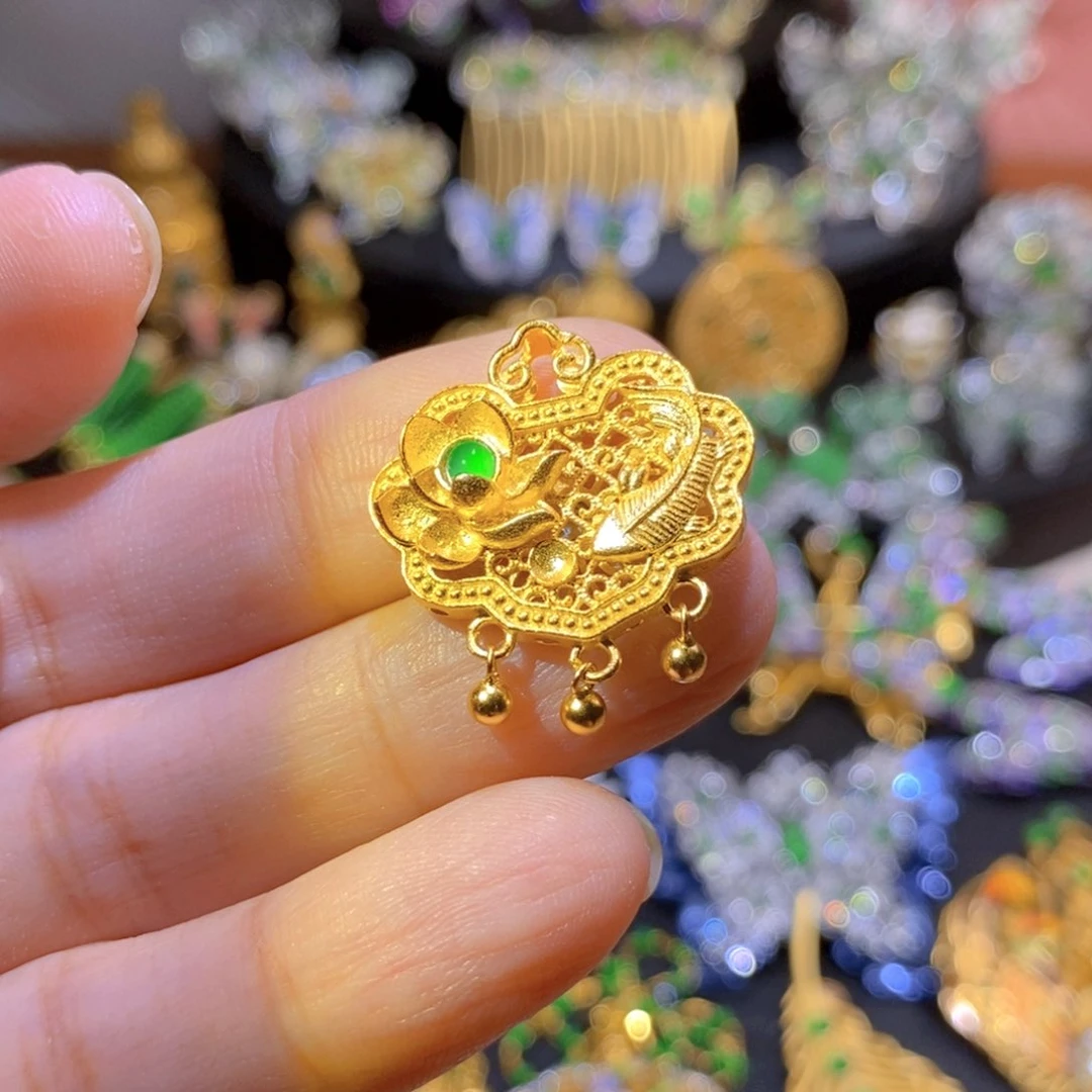 吊坠(不含链)银S925镶嵌翡翠