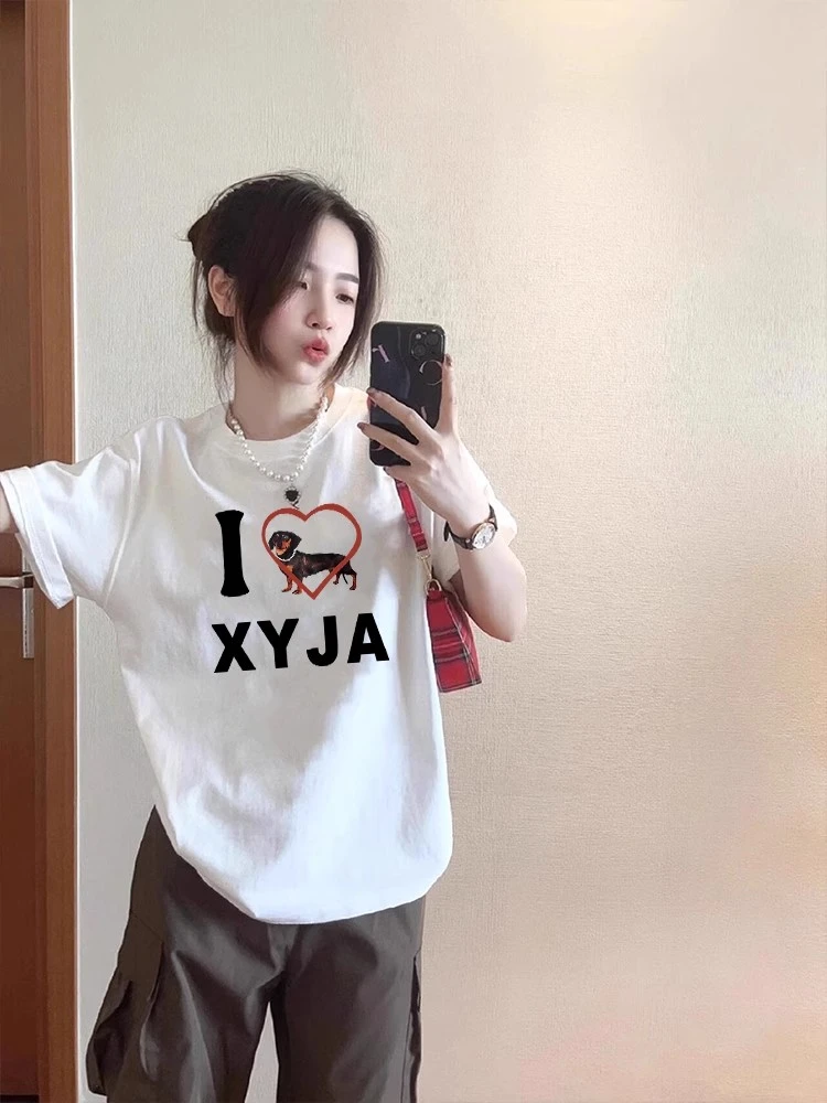 胖mm300斤美式白色短袖t恤夏季设计感小众宽松体恤正肩上衣潮ins