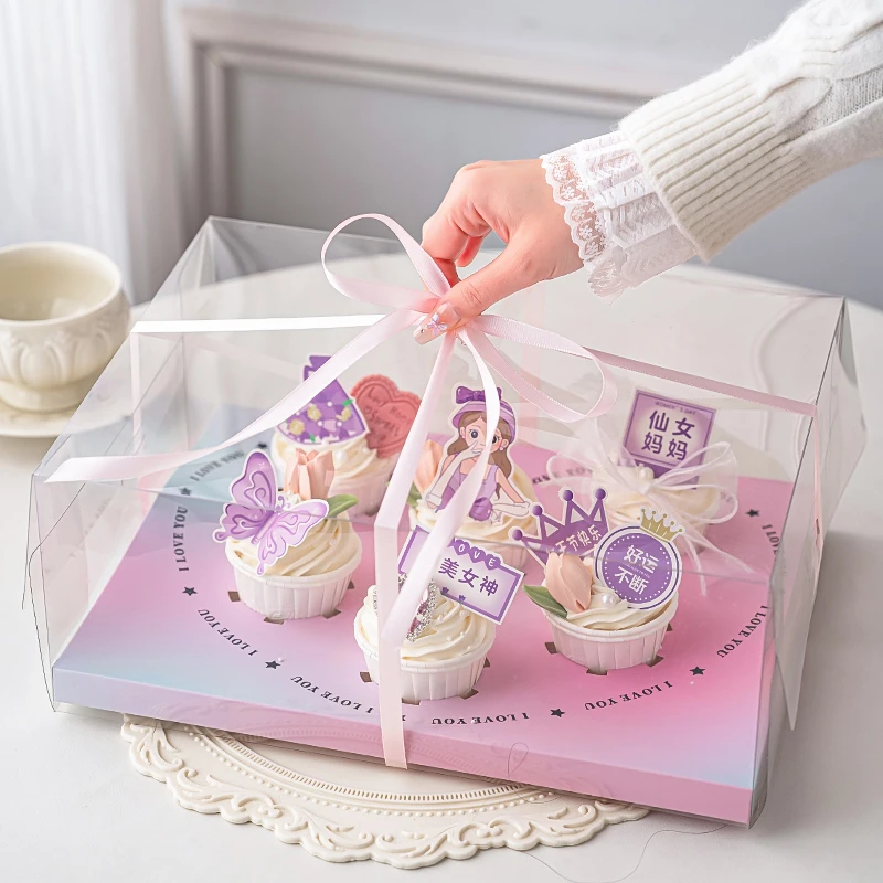 38女神节唯美纸杯蛋糕装饰三八女王节纸杯手提蛋糕盒仙女妈妈插牌