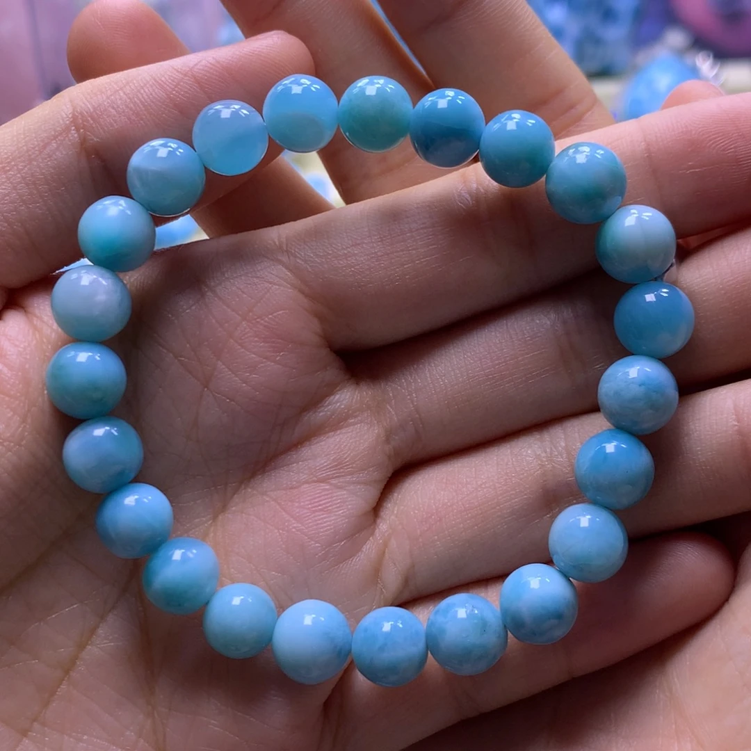 针钠钙石（海纹石）未镶嵌手串8+手串色差略异