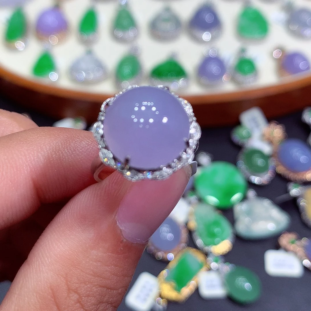 翡翠吊坠(不含链)18K金镶嵌