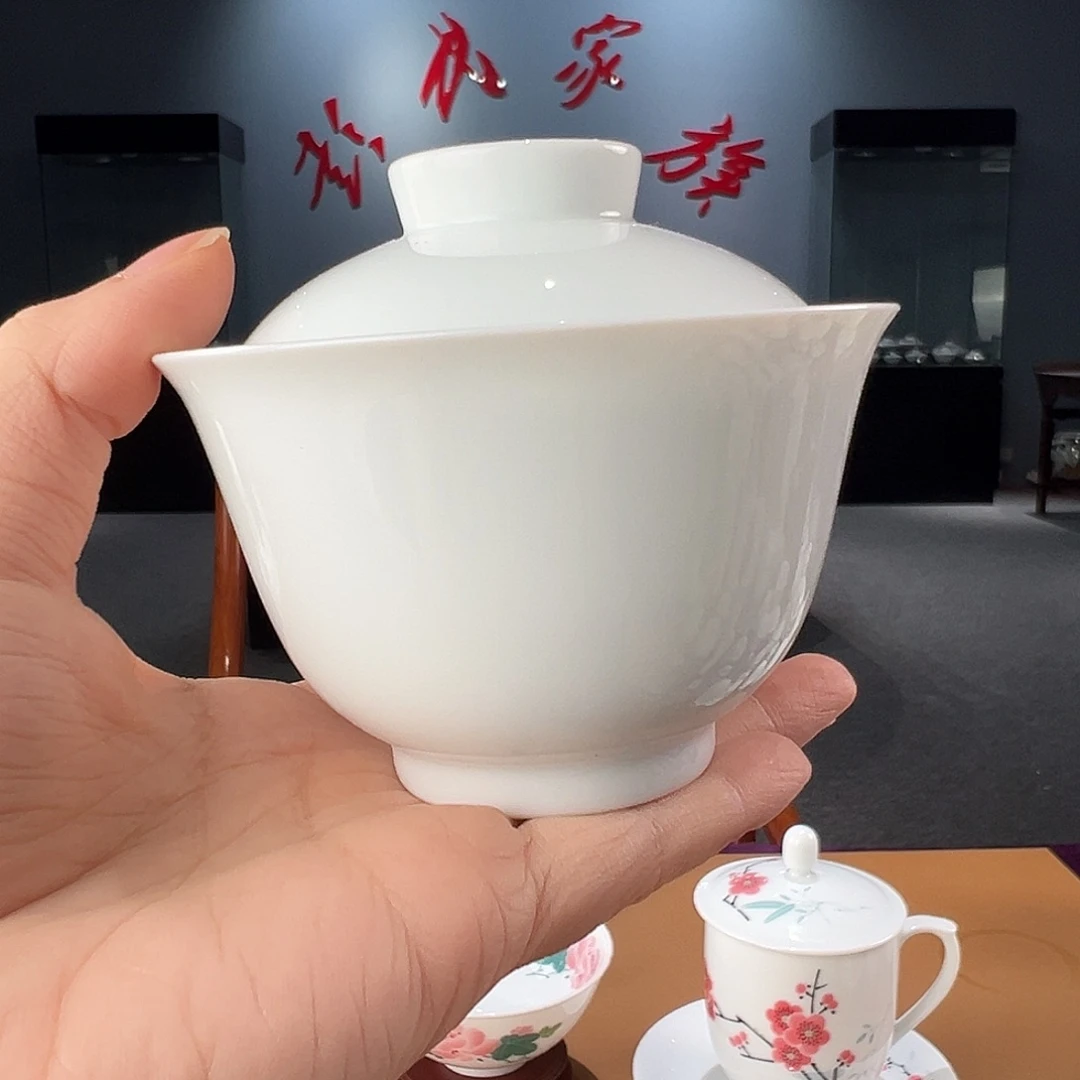 瓷柴窑素胎两才盖碗