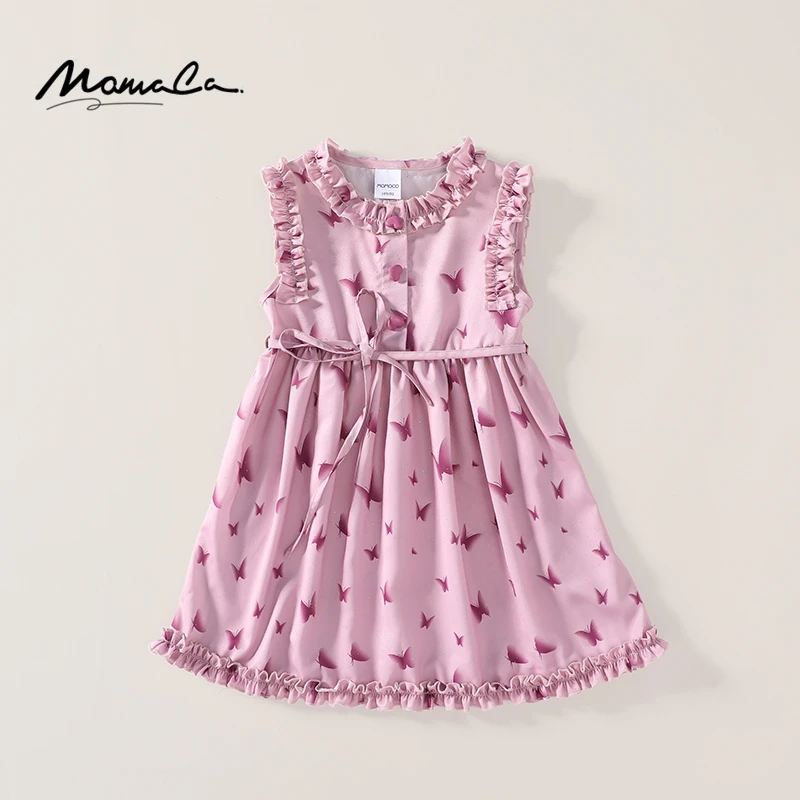 MOMOCO夏季女童2024新款花边蝴蝶洋气百搭连衣裙75630470117