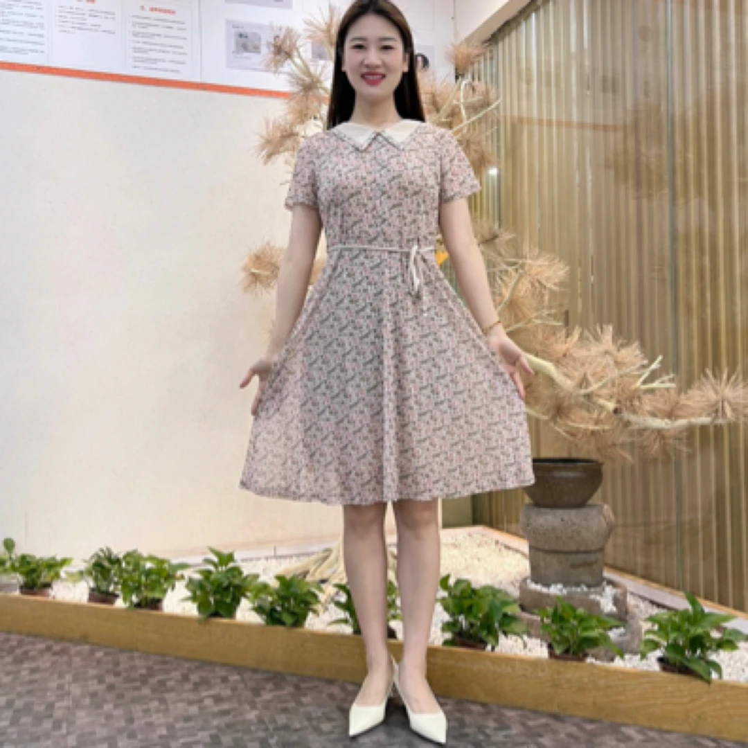 减龄碎花裙洋气妈妈娃娃领超仙中长款裙子夏季新款