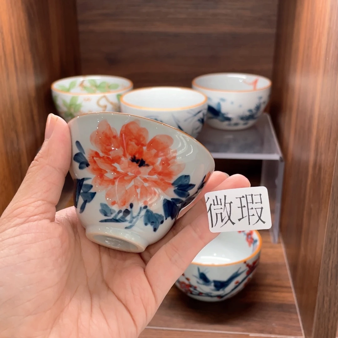 釉下手绘茶具微瑕