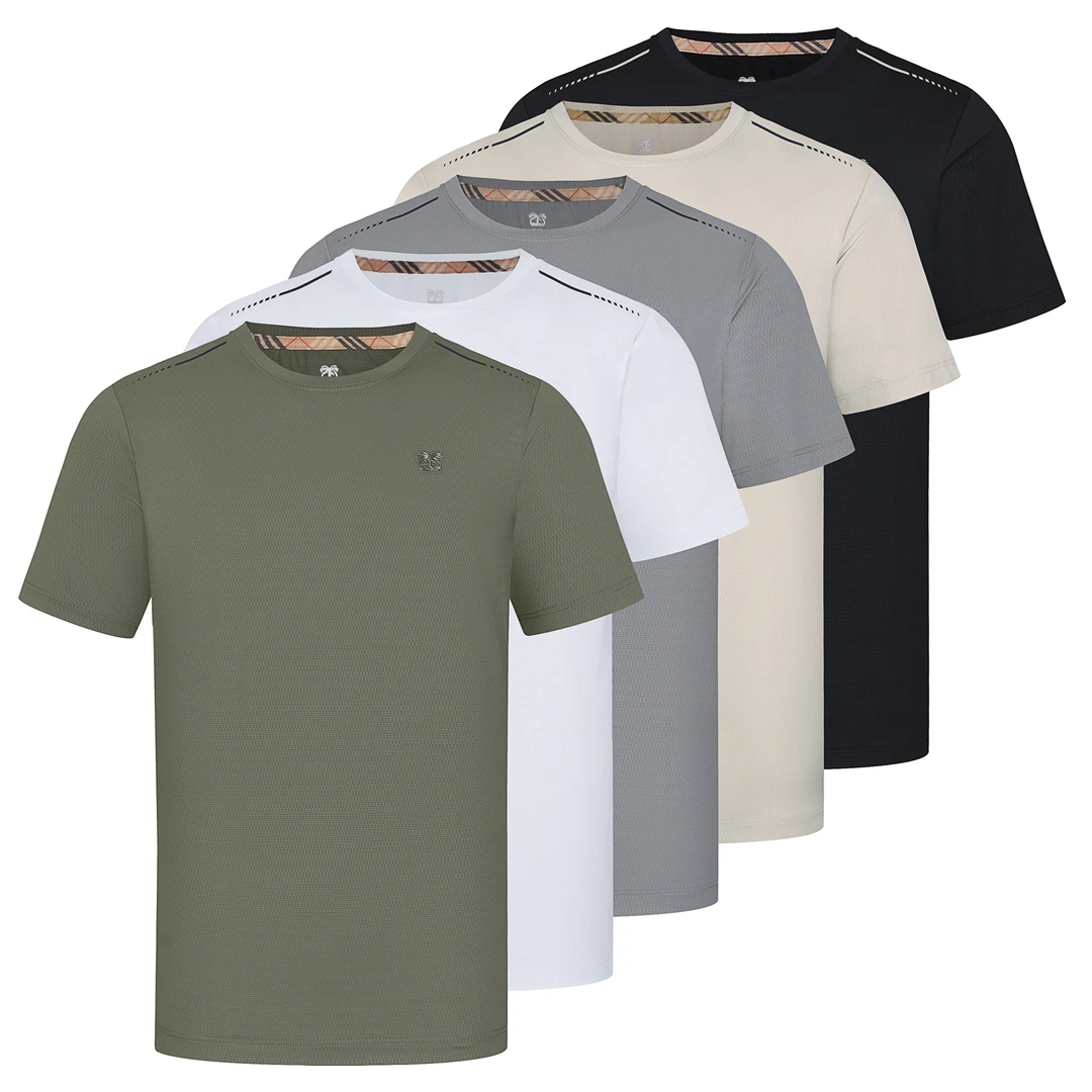 高端定制夏季通用圆领标准男装T恤宽松健身透气薄款男装弹力半袖