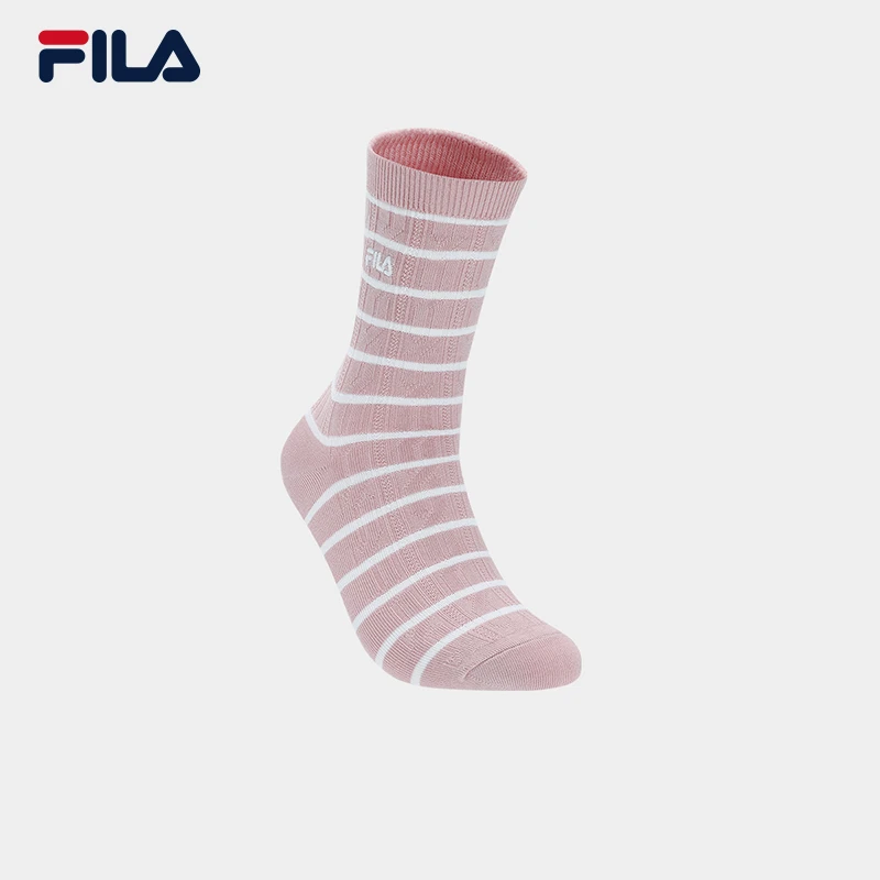【条纹极简】FILA斐乐新款女休闲条纹学院风高腰中筒袜F13W549367F