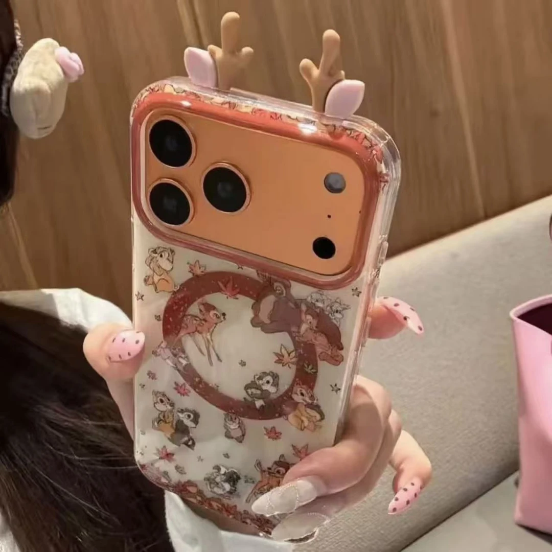 磁吸枫叶小鹿适用iPhone17promax趣味苹果16手机壳可爱15少女心14
