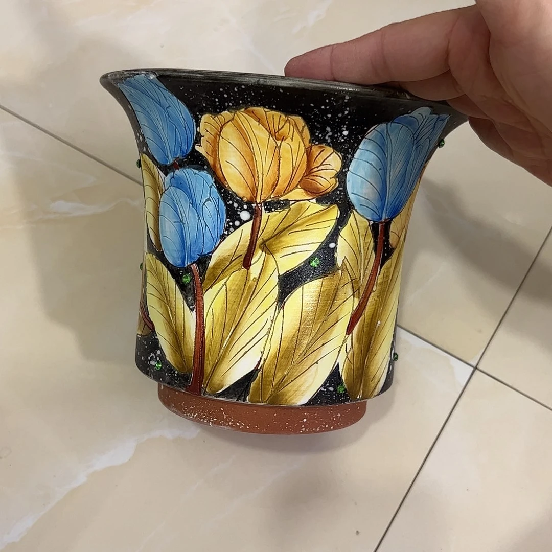 景德镇炫彩手绘景德镇陶瓷花盆
