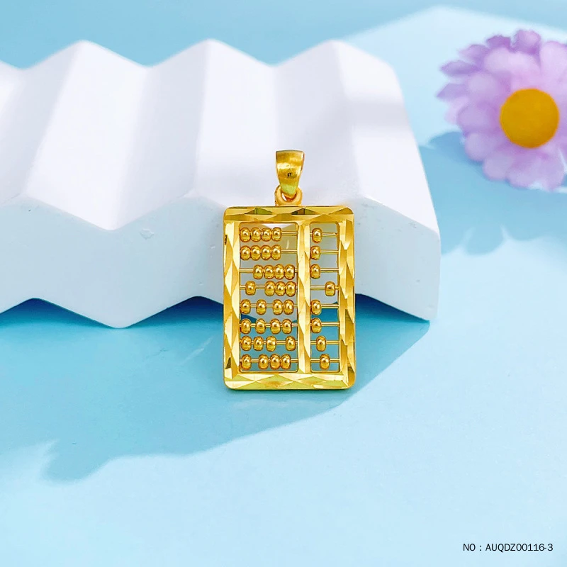 足金经典百搭算盘吊坠（珠子可动）