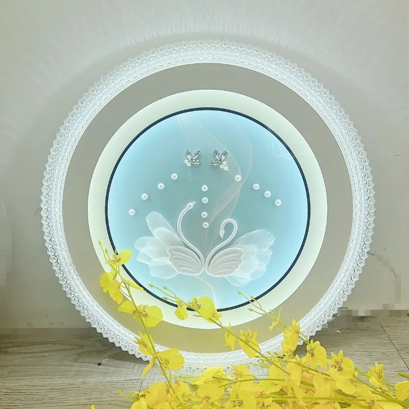 新款钢化玻璃卧室灯led吸顶灯智能语音家用房间灯简约现代灯具