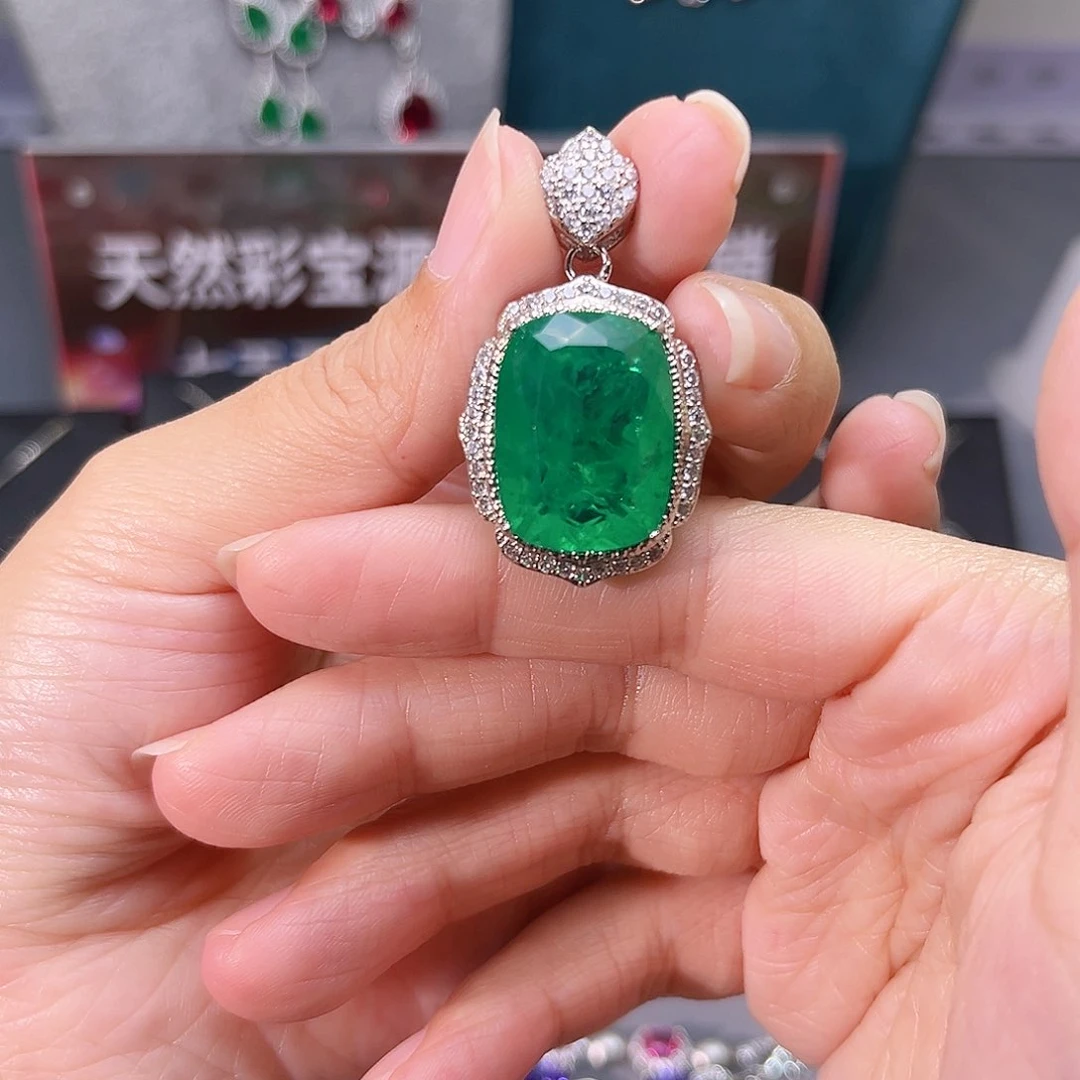 颈饰银S925镶嵌祖母绿234