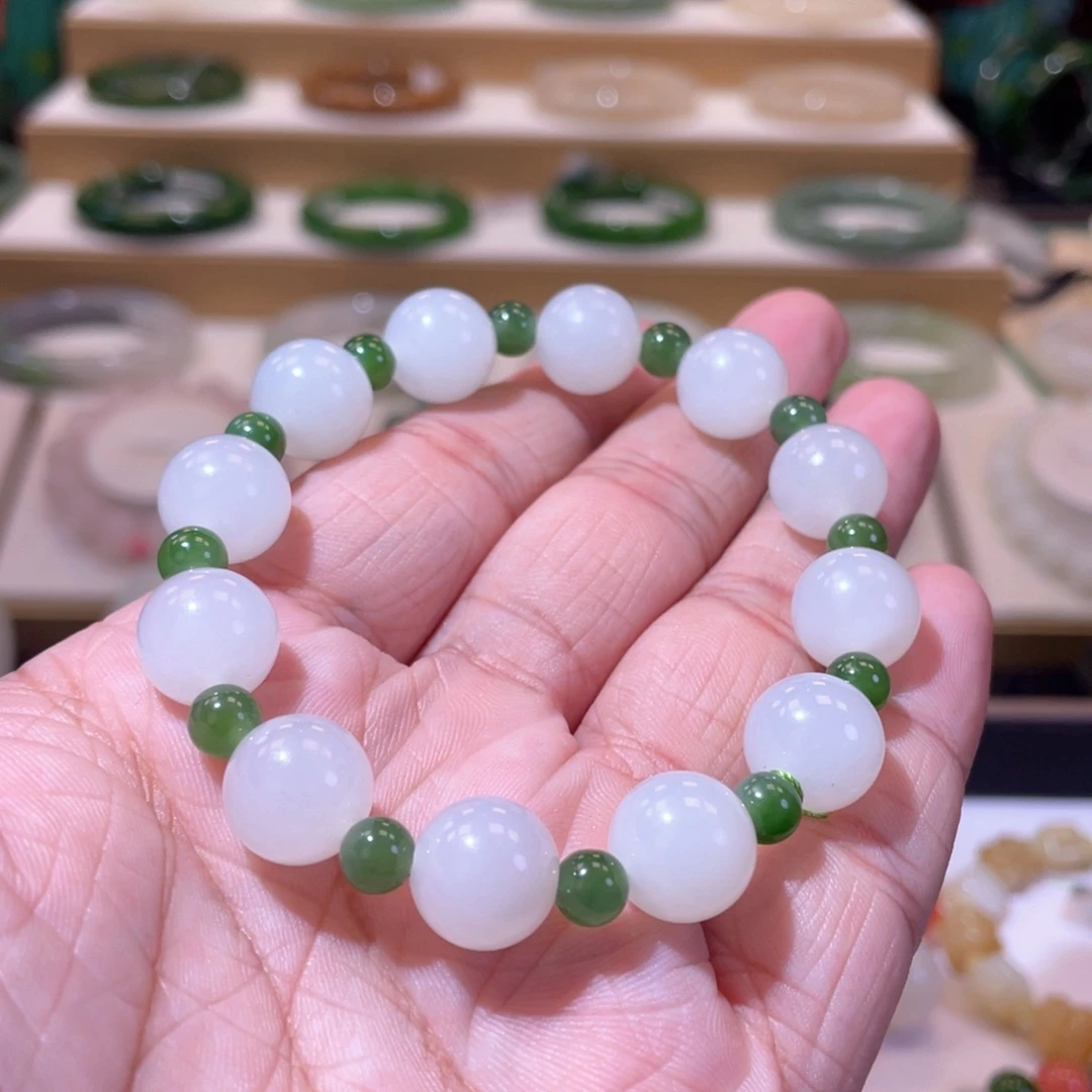 和田玉未镶嵌颈饰高品白玉手串卡12