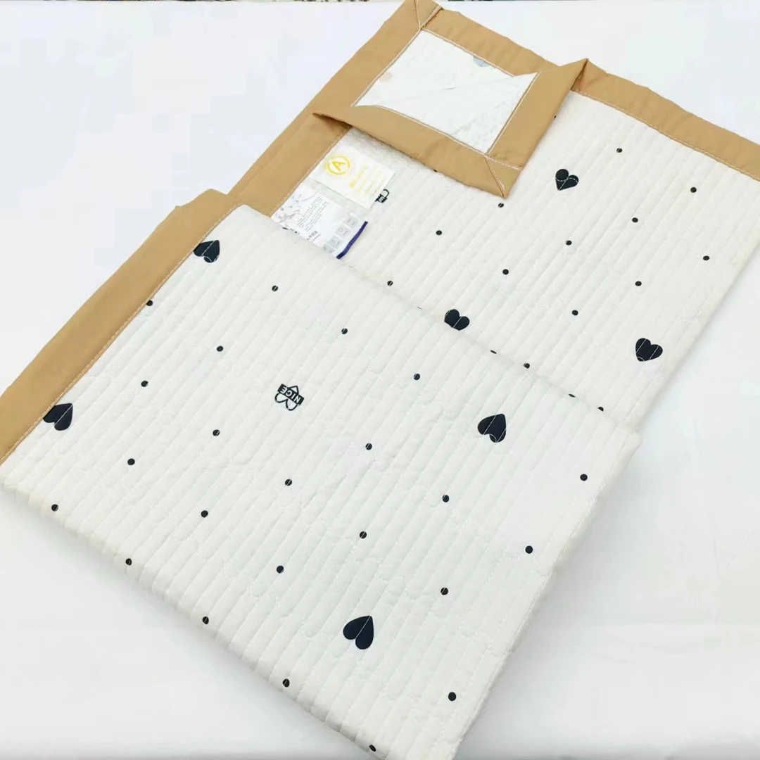 【包边床盖】<简约爱心-米>90X220cm<±5cm>绗缝 多功能水洗透气