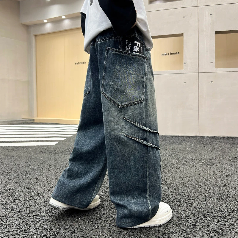 儿童装男童秋装裤子2025新款秋季中大童男孩牛仔裤休闲春秋款长裤