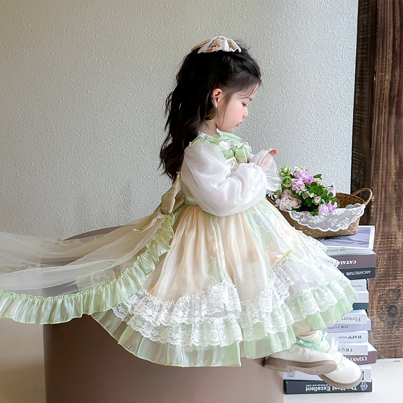 女童2025年春款新款洛丽塔公主裙童网红礼服蕾丝连衣裙