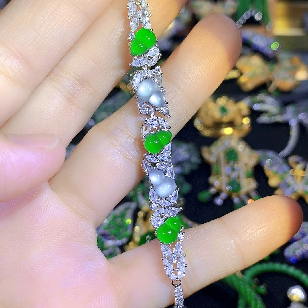 颈饰银S925镶嵌翡翠