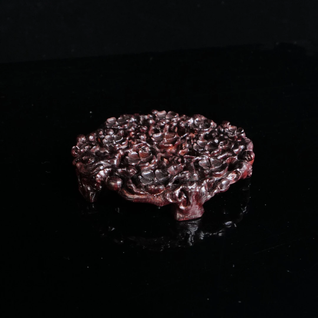 DY-B9788 小叶紫檀梅花壶承 10.8x2cm 91.2g