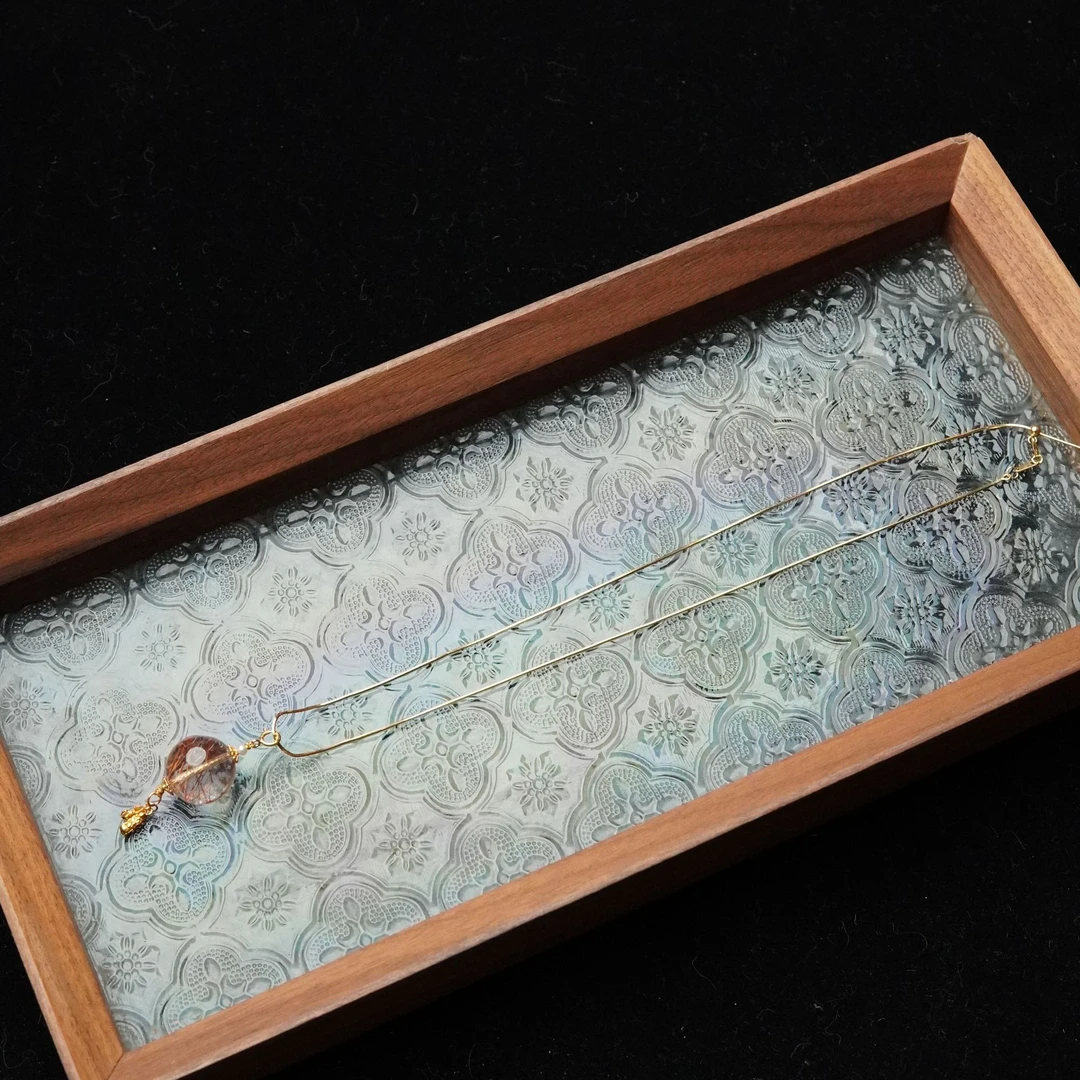 天然发晶水晶14-15mm吊坠项链 多样性发其一