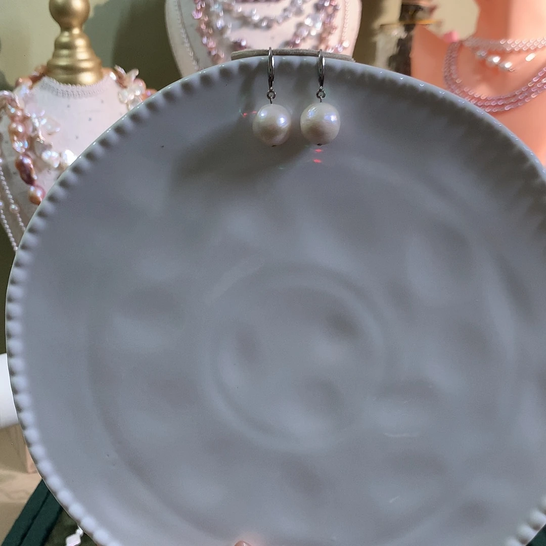 淡水珍珠颈饰银S925镶嵌福利款圆巴耳勾