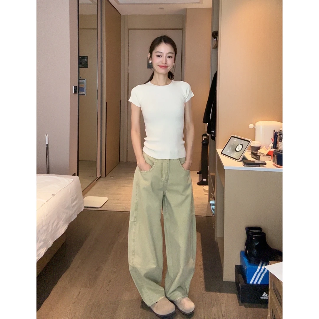 【Q】2025春季新款简约百搭立体休闲宽松香蕉裤女Q254003