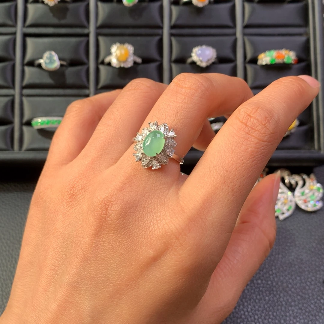 翡翠银S925镶嵌戒指