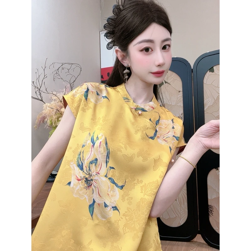 【昙花现】2025夏季新款减龄百搭显瘦新中式短袖女日常宽松