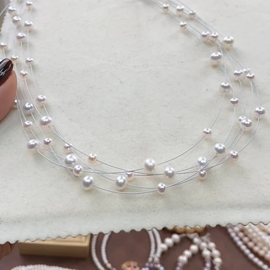 银S925镶嵌淡水珍珠颈饰