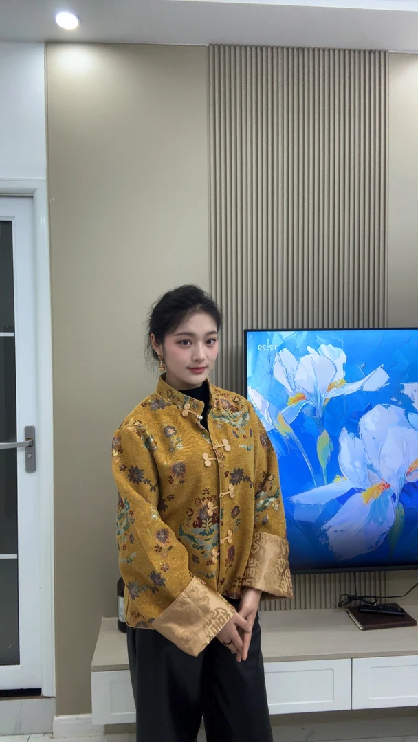 藏式高腰外套双层面料柔软舒适民族风提花春秋外衣