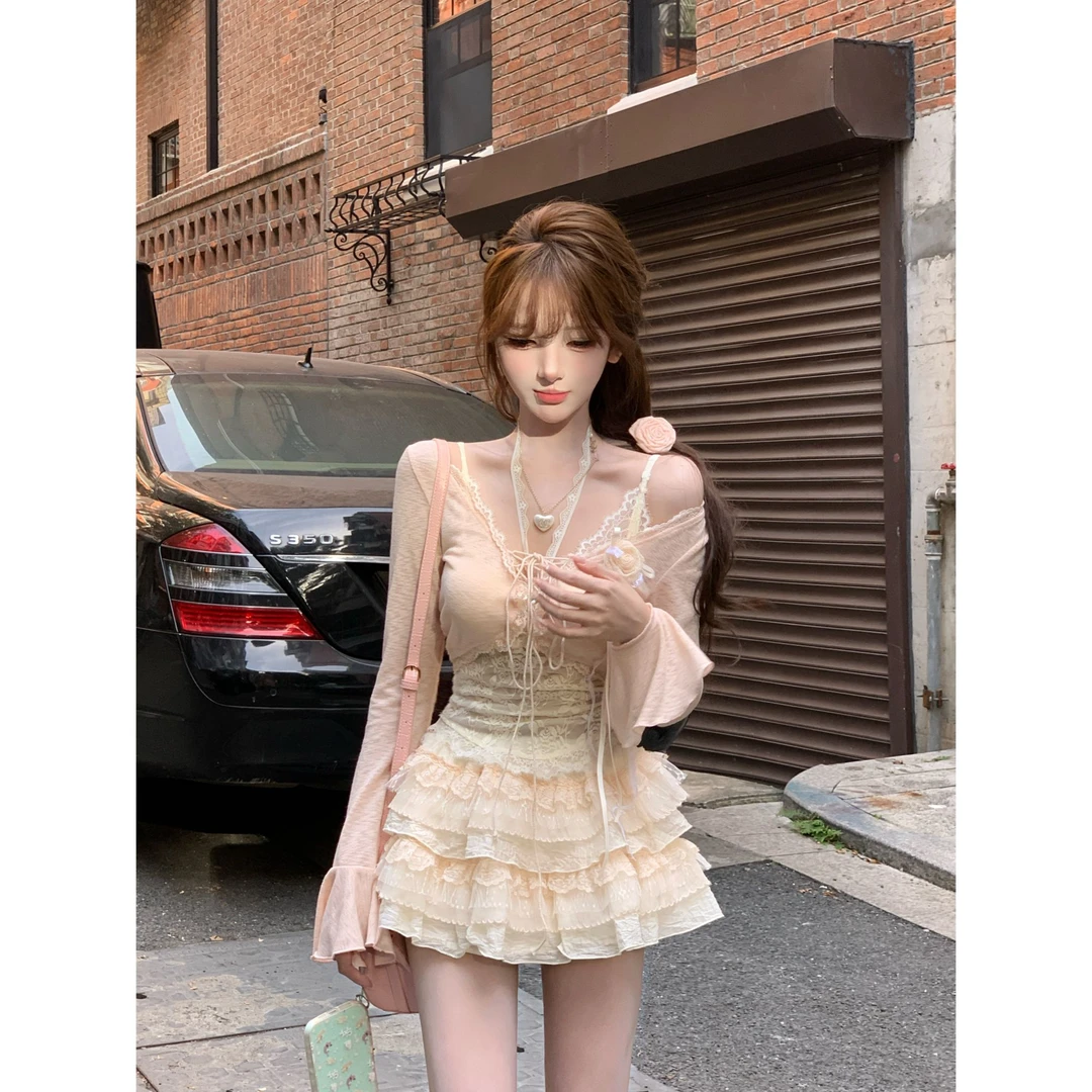 瑞茜·威瑟斯 纯欲甜梦 夏季纯欲风小众设计罩衫上衣半裙 R8225-1Y