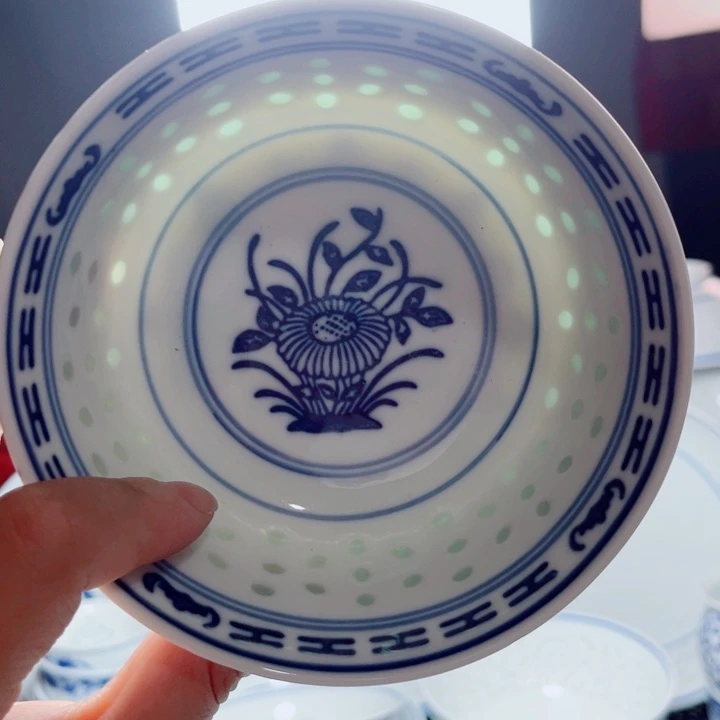 青花玲珑5寸饭碗兰花