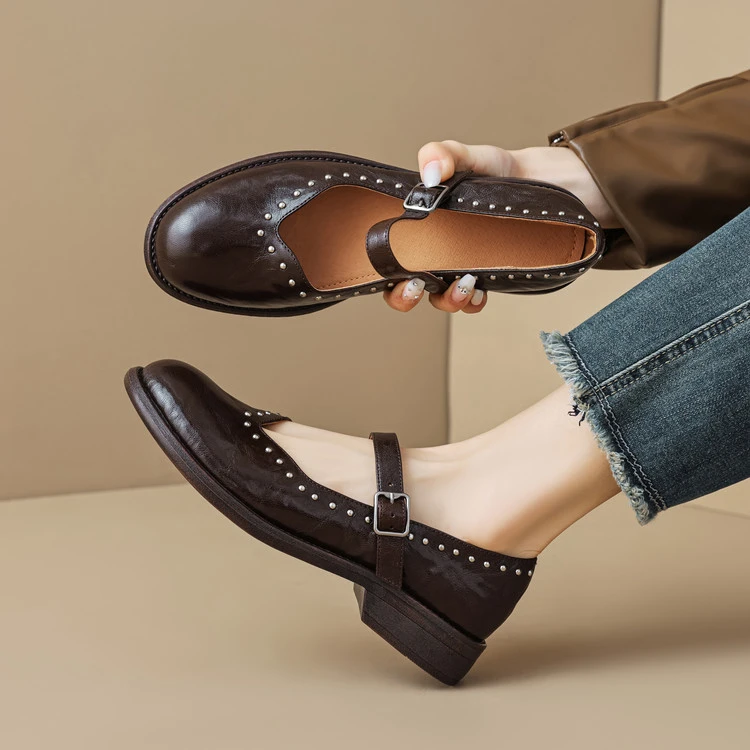 3cm 法式复古百搭一字带玛丽珍单鞋春季通勤休闲舒适软底时尚单鞋