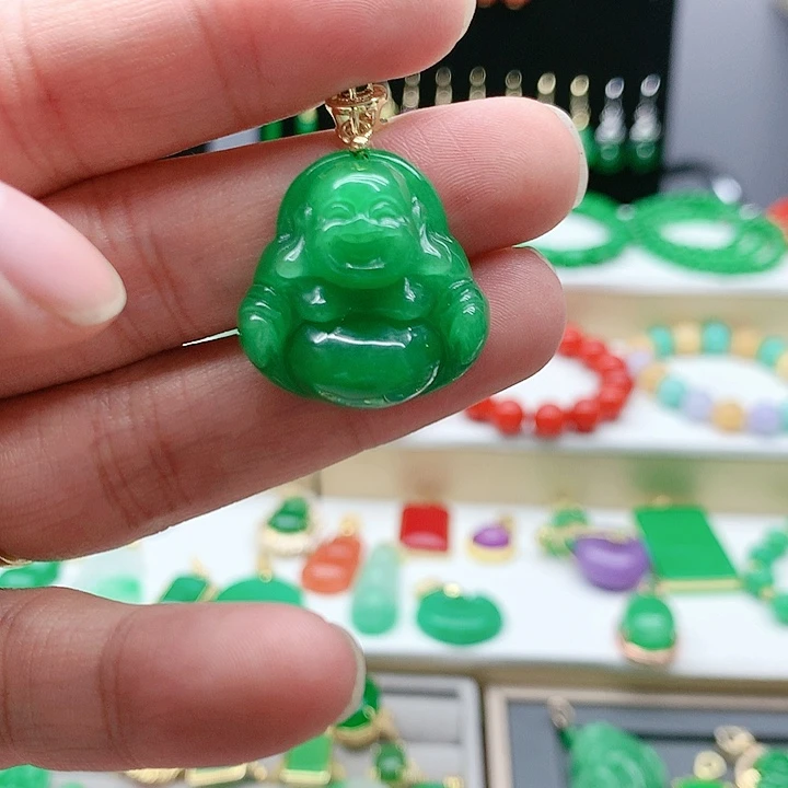 翡翠颈饰14K金镶嵌吊坠
