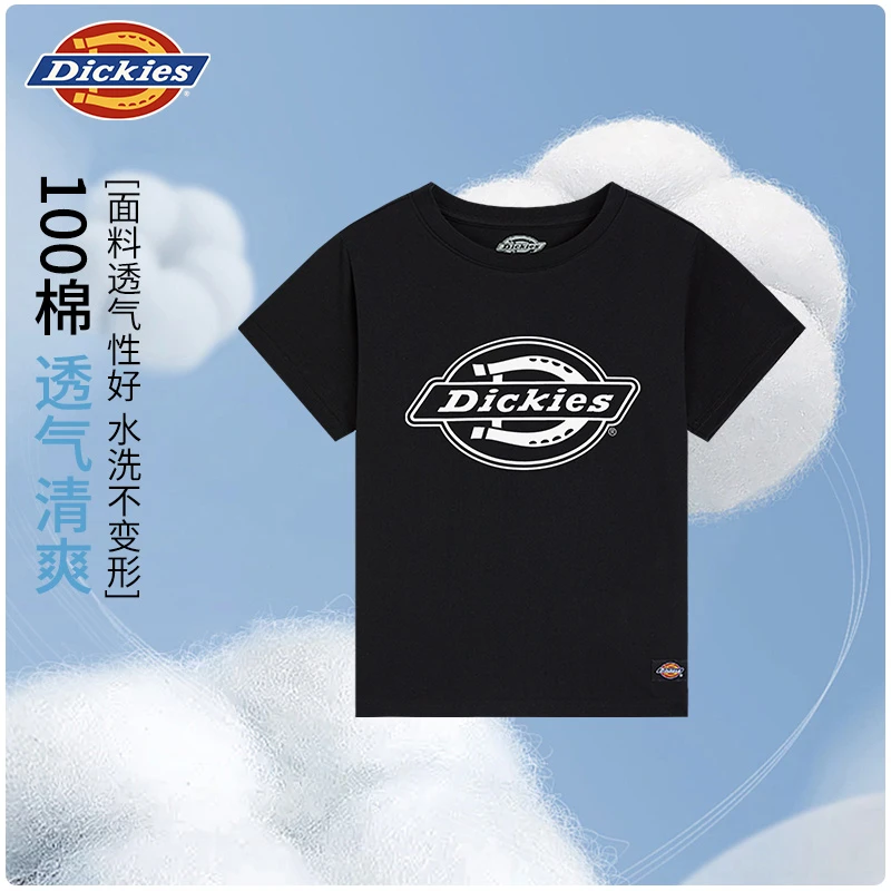 Dickies儿童加大版透气吸汗简单圆领夏季新款纯棉短袖男女t恤透气