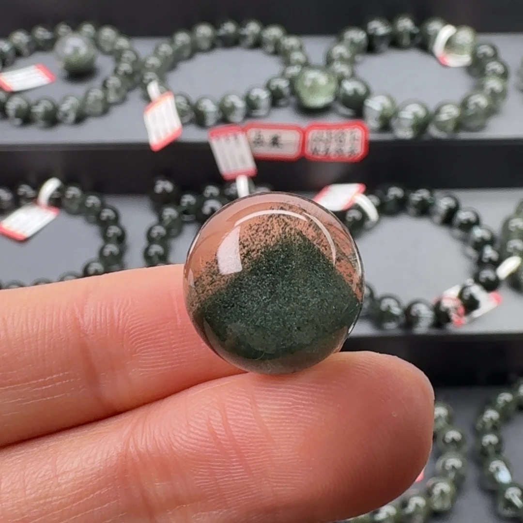 手链水晶未镶嵌天然绿幽灵金字塔山