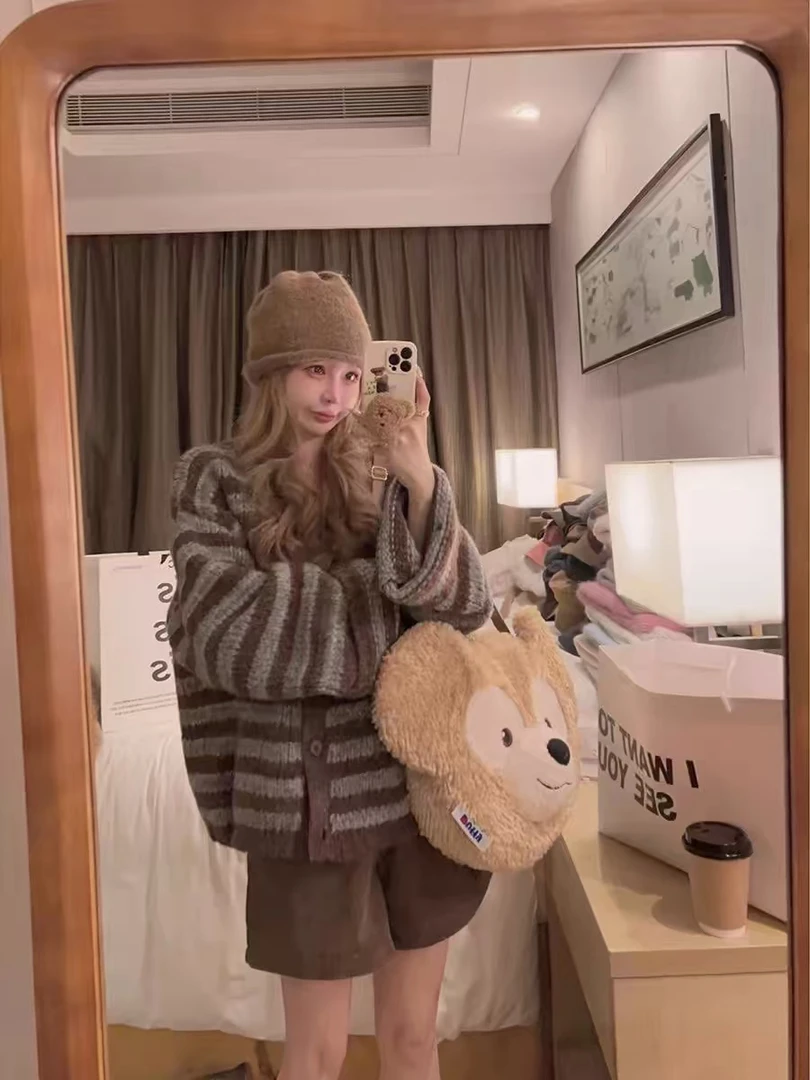 请叫我大韩 MY171条纹开衫慵懒感毛衣