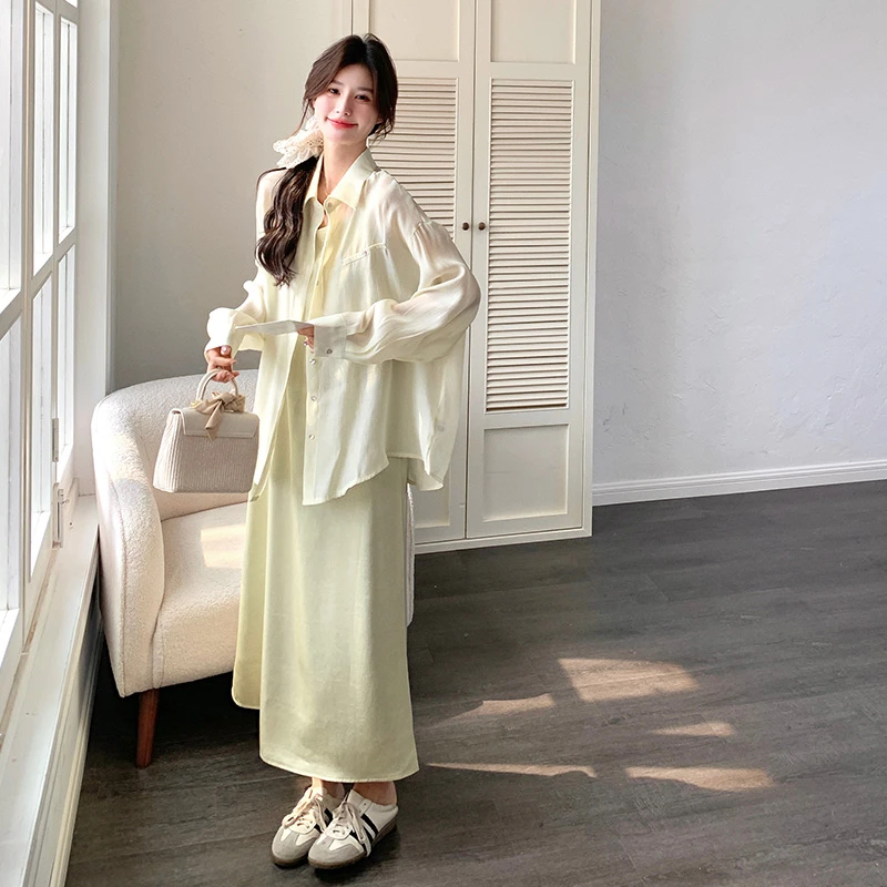 休闲气质衬衫吊带连衣裙套装女2025年春夏新款慵懒风超好看两件套