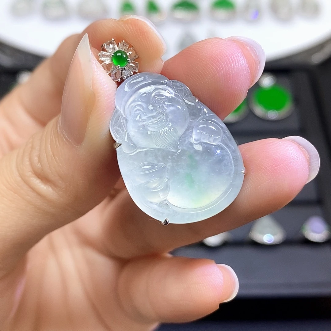 翡翠18K金镶嵌吊坠(不含链)