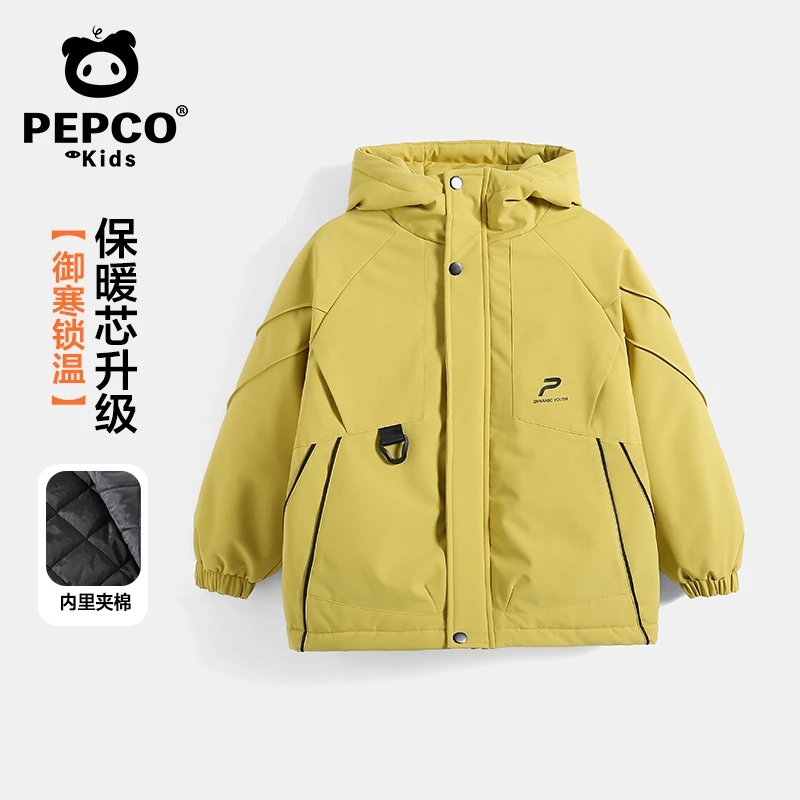 PEPCO/小猪班纳男童冬季外套2025新款洋气中大童加棉连帽冲锋衣